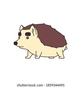 Cartoon cute hedgehog with big eyebrows vector illustration