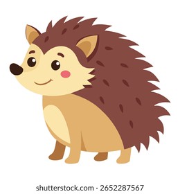 Cartoon cute hedgehog. Colors forest hedgehog. Suitable for children's books, fairy tale, sticker, mascot, logo. Isolated vector illustration on white background. Side view.