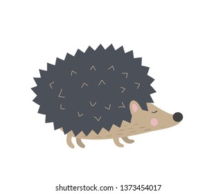 Cartoon cute hedgehog in modern flat style.  Isolated on white vector hedgehogn character