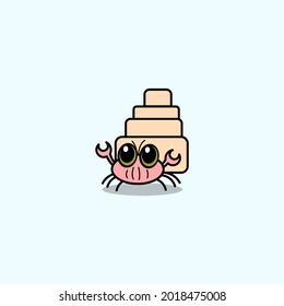 cartoon cute hermit crab vector illustration for children mascot logo