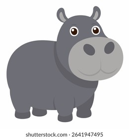 Cartoon cute hippopotamus . Colorful hippo. Suitable for children's books, sticknders, mascots, logos. Isolated vector illustration on a white backgraund.