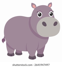 Cartoon cute hippopotamus . Colorful hippo. Suitable for children's books, sticknders, mascots, logos. Isolated vector illustration on a white backgraund.
