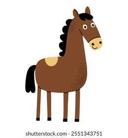 Cartoon cute horse. Domestic animals. Farm animals. Childish illustration. Kids style 