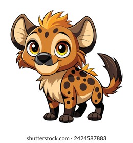 cartoon cute hyena on white