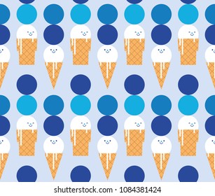 Cartoon cute ice cream seamless pattern design. Vector illustration.