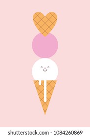 Cartoon cute ice cream. Vector illustration.