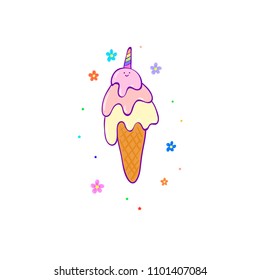 Cartoon cute ice cream. vector