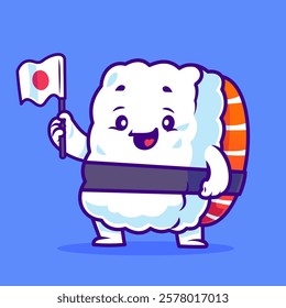 Cartoon cute Japanese food sushi character cartoon vector pose smiling face 