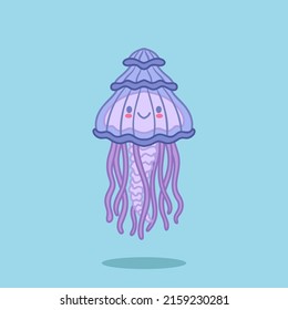 Cartoon cute jellyfish, ocean jellyfish cute illustration