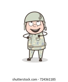Cartoon Cute Joyful Army Man Vector Illustration