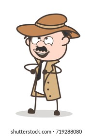 Cartoon Cute Joyful Detective Dancing Vector