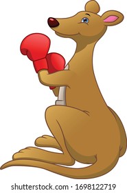 cartoon cute kangaroo boxing on a white background