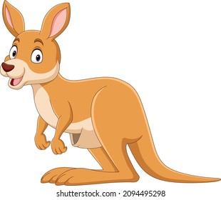 Cartoon cute kangaroo on white background