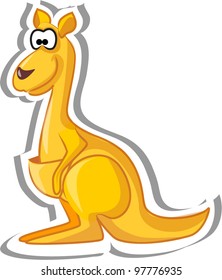 Cartoon cute kangaroo, vector