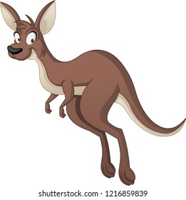 Cartoon cute kangaroo. Vector illustration of funny happy animal.