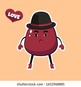 cartoon Cute and kawaii Beet. Beetroot. Healthy Food concept.