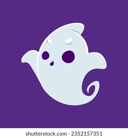 Cartoon cute kawaii halloween ghost monster character. Adorable vector phantom with a mischievous charm, playfully frightens with a cheerful boo, adding a cute and friendly twist to the spooky theme