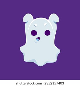 Cartoon cute kawaii halloween ghost monster character with wide eyes on a mischievous face and raised arms playfully saying boo, while trying to frighten. Vector charming, spooky and adorable spirit