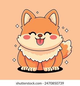 Dibujos animados lindo kawaii shiba inu perro