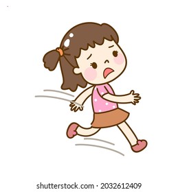 Cartoon Cute Kid Runing Vector.        
