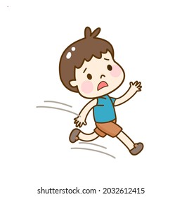 Cartoon Cute Kid Runing Vector.        