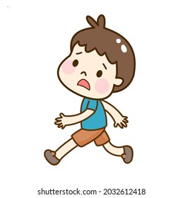 Cartoon Cute Kid Runing Vector.        