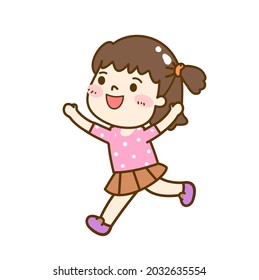 Vector De Caricatura Cute Kid Runing.        