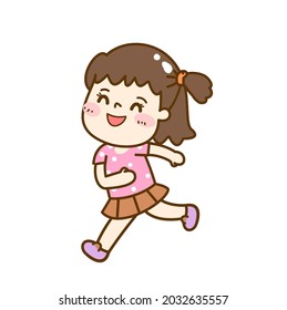 Vector De Caricatura Cute Kid Runing.        
