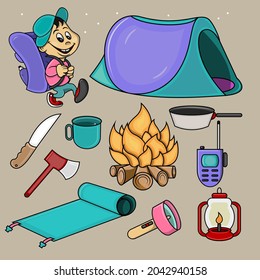 cartoon cute  kids camping vector design