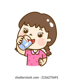 Cartoon Cute Kids Drinking Water.