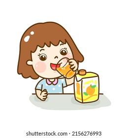 Cartoon Cute Kids Drinking Water.