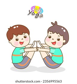 Cartoon cute kids in gymnastics character.