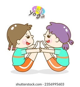  Cartoon cute kids in gymnastics character.
