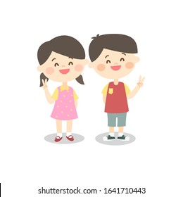 Cartoon Cute Kids on White Background Vector