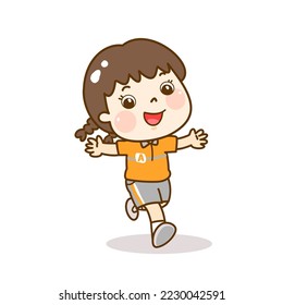 Cartoon cute kids running character.