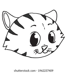 Cartoon cute kitten. Vector illustration of a striped cat. 