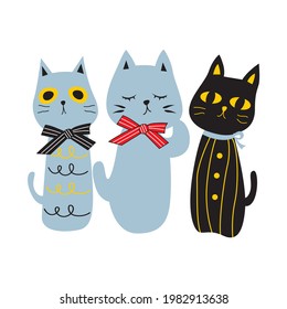 cartoon cute kittens , vector illustration