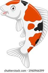 Cartoon cute koi fish on white background