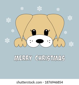 Cartoon cute Labrador. Vector illustration.	Christmas card.