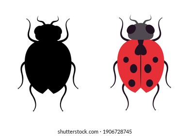 Cartoon cute ladybug on a white isolated background. Vector illustration.