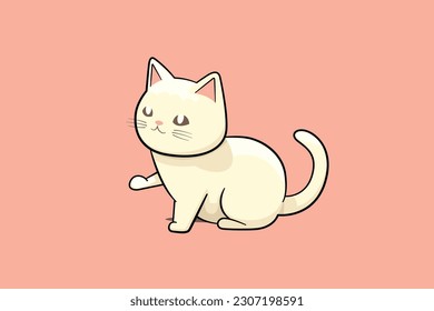 Cartoon cute lazy cat vector with outline