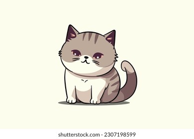 Cartoon cute lazy cat vector with outline