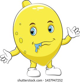 A cartoon cute lemon character