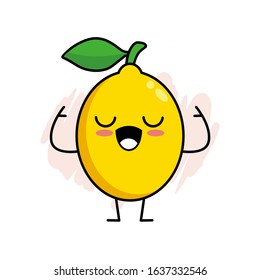 Cartoon of Cute Lemon Character Design, Lemon Icon Illustration Template Vector