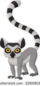 Cartoon Cute Lemur On White Background