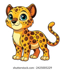 Cartoon cute Leopard illustration on white