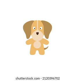 Cartoon cute light brown dog on white background.