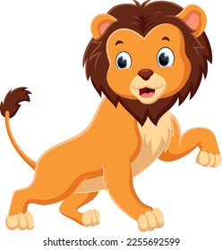 Cartoon cute lion isolated on white background