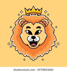 Cartoon cute lion king head