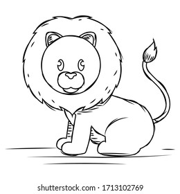 Caricatura de un lindo boceto de león - Vector